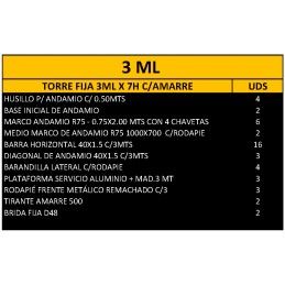 Torre Fija andamio europeo de marco 3ML x 7H con amarre